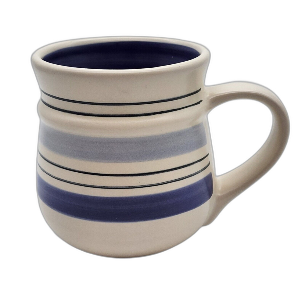 Pfaltzgraff Rio Blue Stripped Ceramic Coffee Mug Replacement 4” x 3.25”